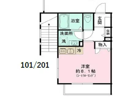 コート西山(ワンルーム/1階)の間取り写真