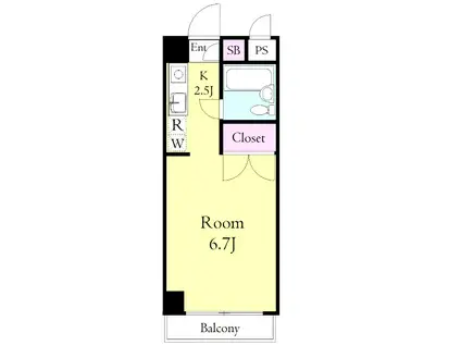 イーストアベニュー(ワンルーム/2階)の間取り写真