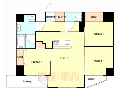 アーバネックス塚口(3LDK/10階)の間取り写真