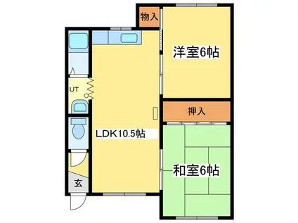 ハイツ暑寒(2LDK/2階)の間取り写真