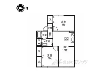 ソルフェージュCITY(2LDK/1階)の間取り写真