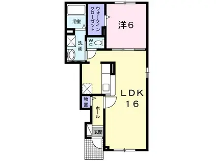 アリーヴィオ(1LDK/1階)の間取り写真