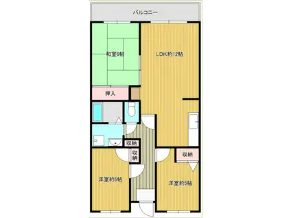 HAL岸和田(3LDK/4階)の間取り写真