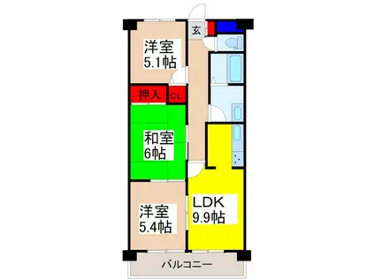 リーベスト取手(3LDK/3階)の間取り写真