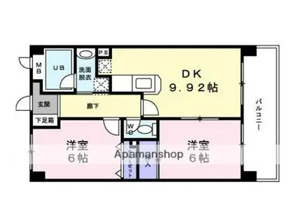 ジュネス横浜II(2LDK/1階)の間取り写真