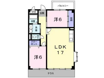 シューンハウゼ(2LDK/1階)の間取り写真