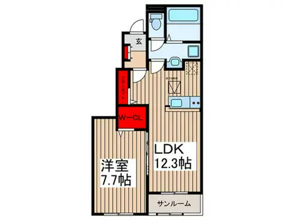 エクラ ジョリイ(1LDK/1階)の間取り写真