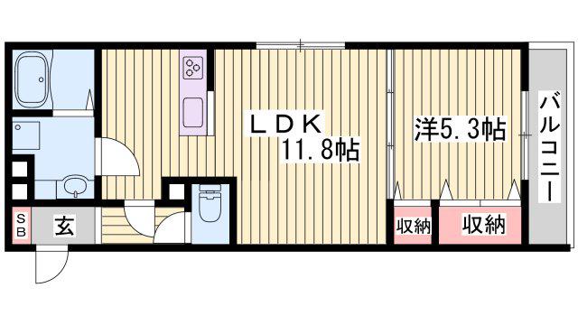 メゾン・ド・クルー(1LDK/1階)の間取り写真