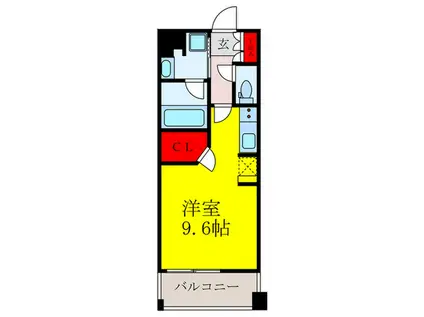 アパートメンツ江坂(ワンルーム/9階)の間取り写真