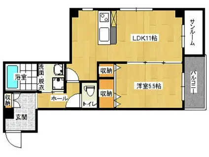 グランドパレス駅西(1LDK/7階)の間取り写真