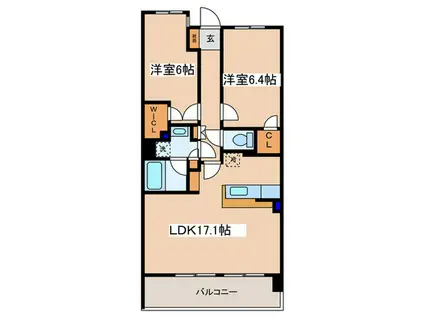 ノーブルフォレスタII(2LDK/1階)の間取り写真
