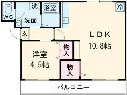 ふくろやマンション(1LDK/3階)の間取り写真