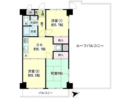 須山ビルエンゼルハイム蒲田(3DK/9階)の間取り写真