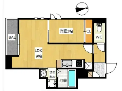 GRANDTIC ANGEL 竹下(1LDK/1階)の間取り写真