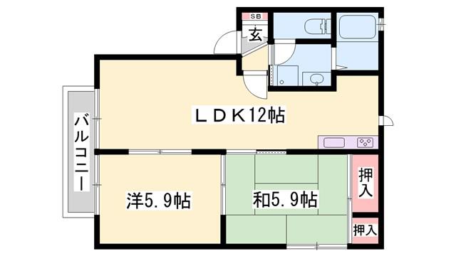 メゾンティファA(2LDK/2階)の間取り写真