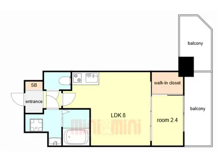 セレニテ元町アリエ(1LDK/2階)の間取り写真