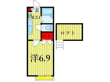 エストールIII(1K/2階)の間取り写真