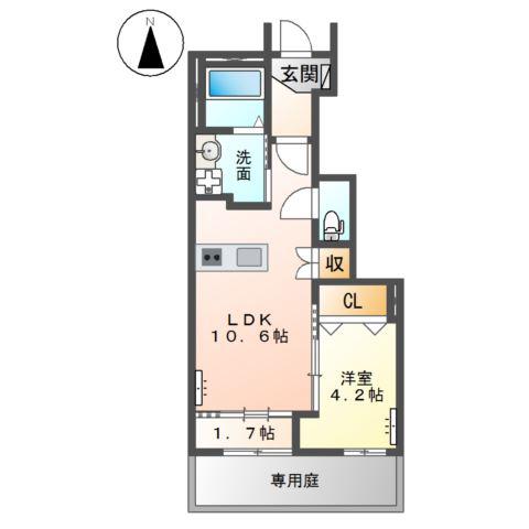あま市新居屋大日南アパート(1LDK/1階)の間取り写真