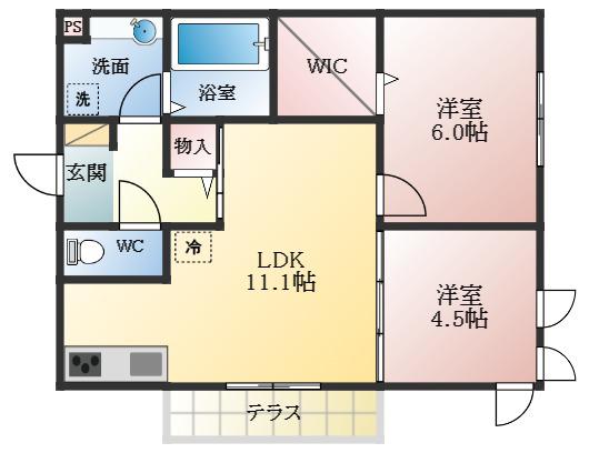 レオガーデン(2LDK/2階)の間取り写真
