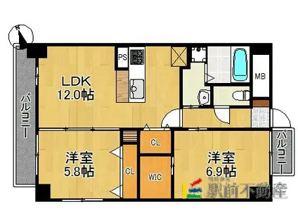 レジェンドソーラー宮の陣(2LDK/6階)の間取り写真