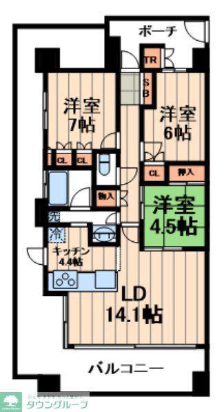 オーベル東陽町サウシア(3LDK/3階)の間取り写真