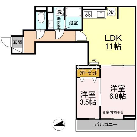 セレスティア東葛西I(2LDK/3階)の間取り写真
