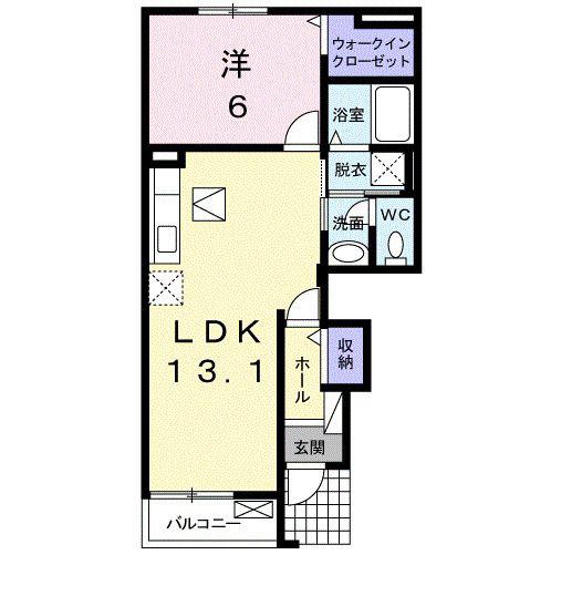 ヴィータフェリーチェIII(1LDK/1階)の間取り写真