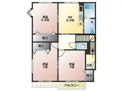 ヤンググラス G(3DK/2階)の間取り写真