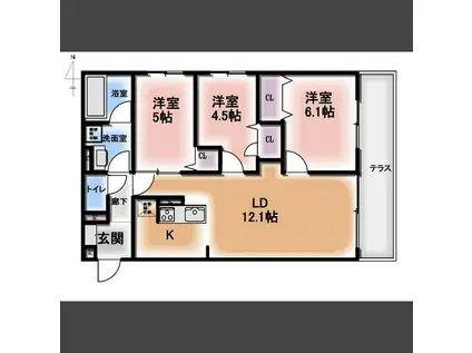 グランドメゾンHEIWAII(3LDK/2階)の間取り写真