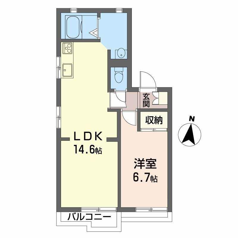 メゾン八代(1LDK/2階)の間取り写真