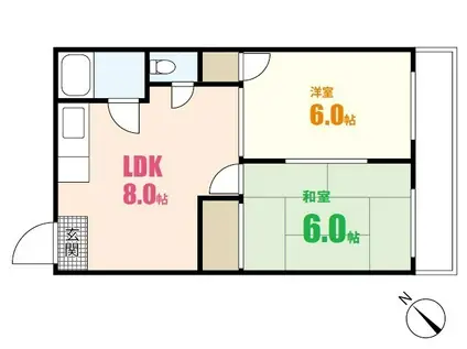 真宅コーポ(2LDK/2階)の間取り写真