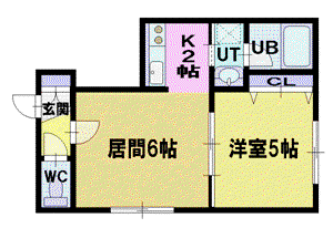サウザンドファイン厚別(1LDK/3階)の間取り写真