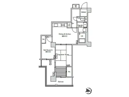 トリニティ芝浦(2DK/8階)の間取り写真