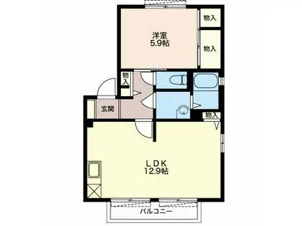 カルティエ弐番館(1LDK/2階)の間取り写真
