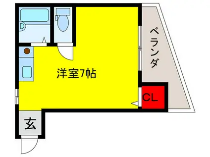 シャンティー甲斐田(ワンルーム/2階)の間取り写真