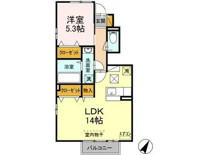 メゾンリッシュB(1LDK/1階)の間取り写真