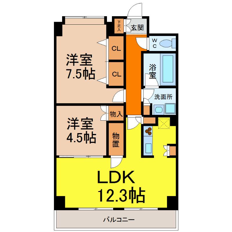 TRI-STAGE(2LDK/3階)の間取り写真