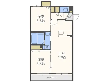 アヴェニュー本郷(2LDK/4階)の間取り写真