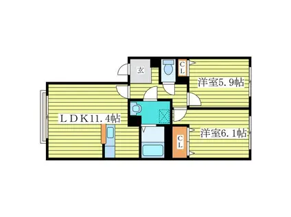 シャーメゾンメイプルII(2LDK/1階)の間取り写真