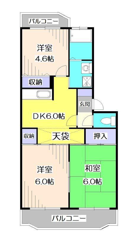 グランバニア(3DK/3階)の間取り写真