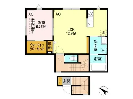 イニエ上大川前通(1LDK/2階)の間取り写真