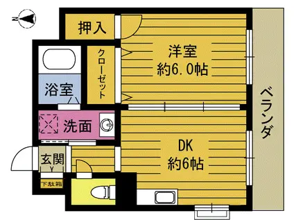 プランタン元町(1DK/3階)の間取り写真