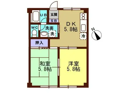 クオリティパレス(2DK/1階)の間取り写真