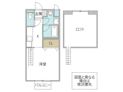 フレンズ上水戸(1K/1階)の間取り写真