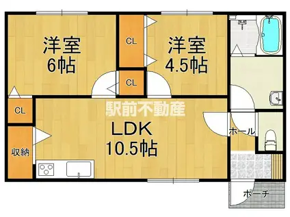 IKKA国武II(2LDK/1階)の間取り写真