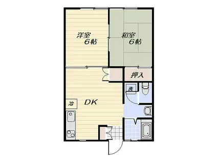 パールハイツ(2DK/2階)の間取り写真