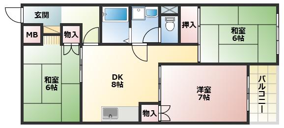 ハイツ永井(3DK/2階)の間取り写真