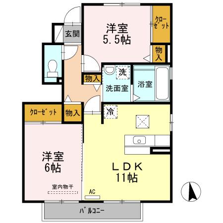 ザ・レジデンス(2LDK/1階)の間取り写真