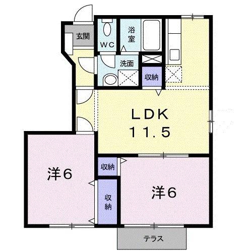 メゾン・ド・ケイA(2LDK/1階)の間取り写真