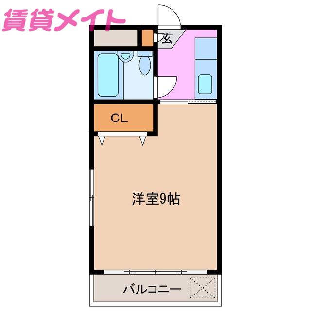 カーサドゥーズ(1K/2階)の間取り写真
